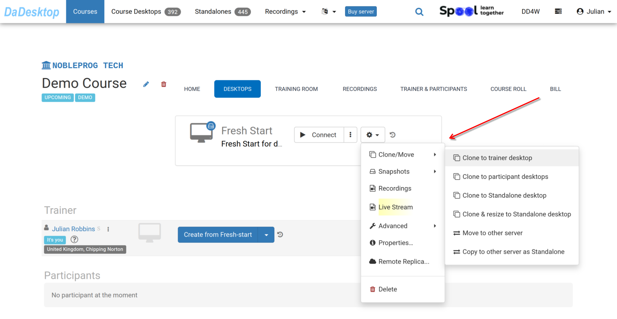 Opțiuni Creare Fresh Start din Standalone