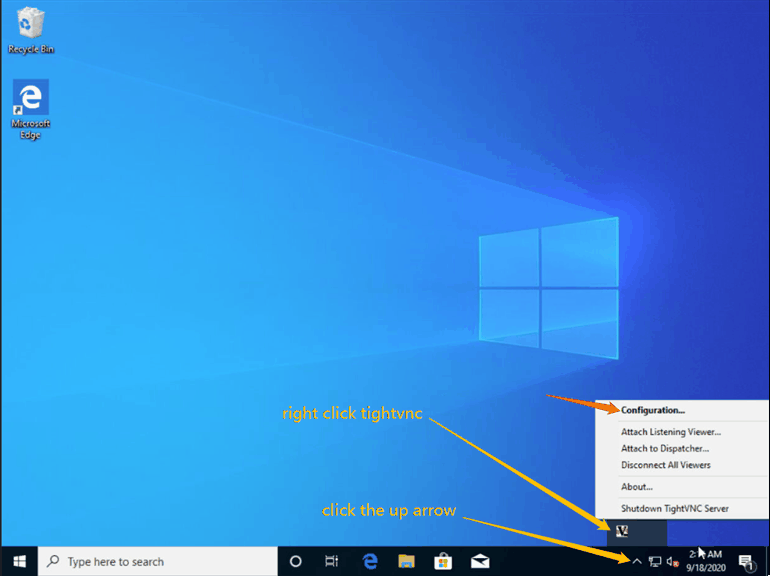 Configurați tightvnc