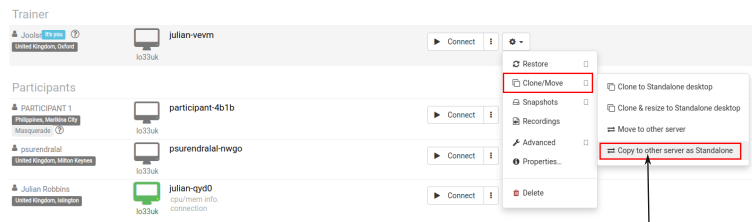 Copiere/Mutare desktop pe alt server