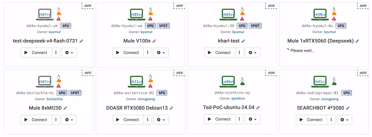 Desktopuri cloud cu GPU listate în consola DaDesktop